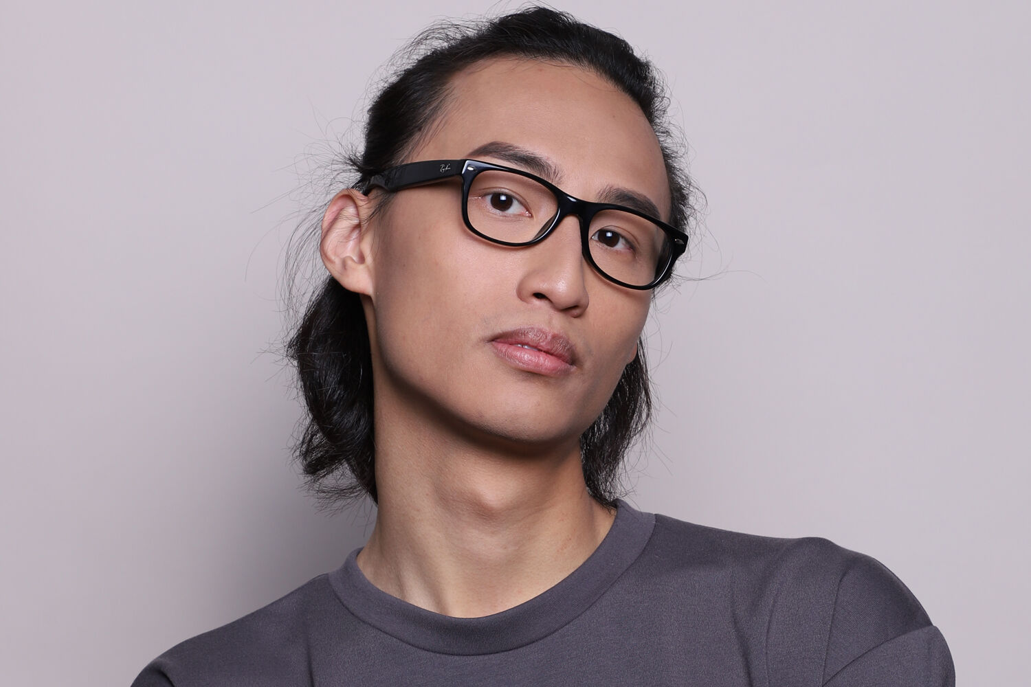 Ray-Ban RX5184F New Wayfarer Asian Fit 2000 Shiny Black Eyeglasses