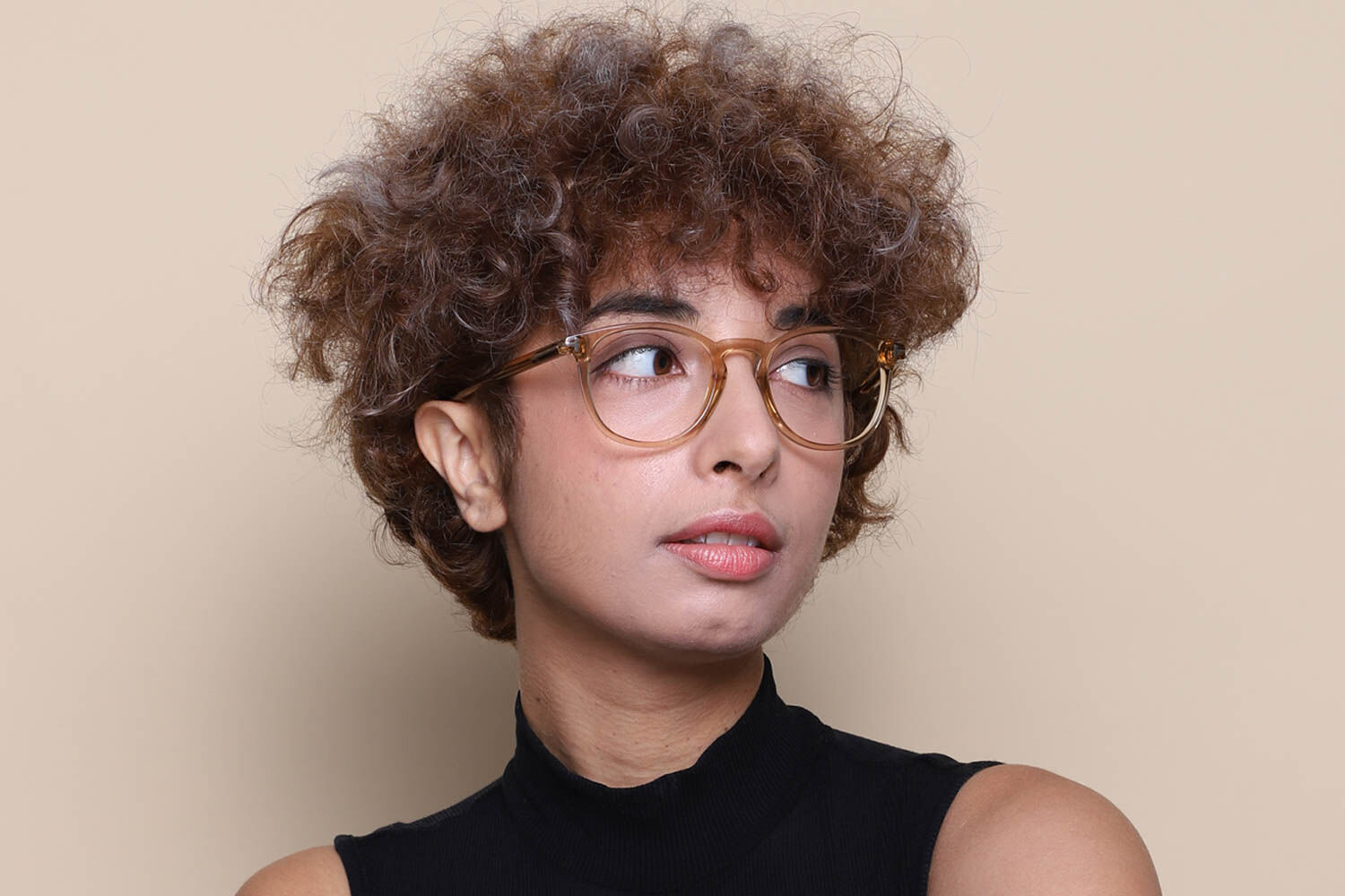 Tom Ford FT5401 045 Round Transparent Light Brown Eyeglasses