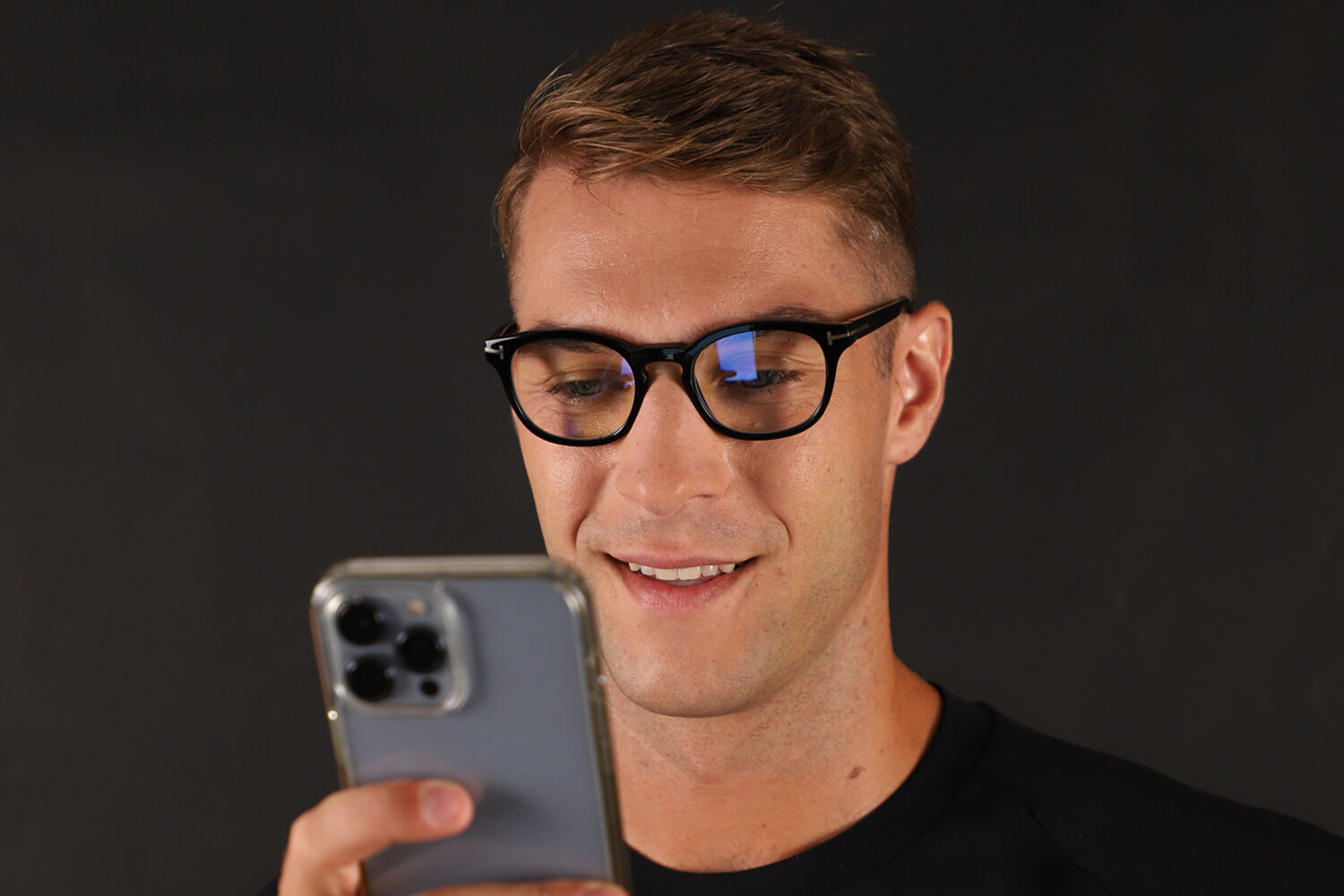 Tom Ford FT5532-B with Clip-On 01V Blue-Light Block Square Black