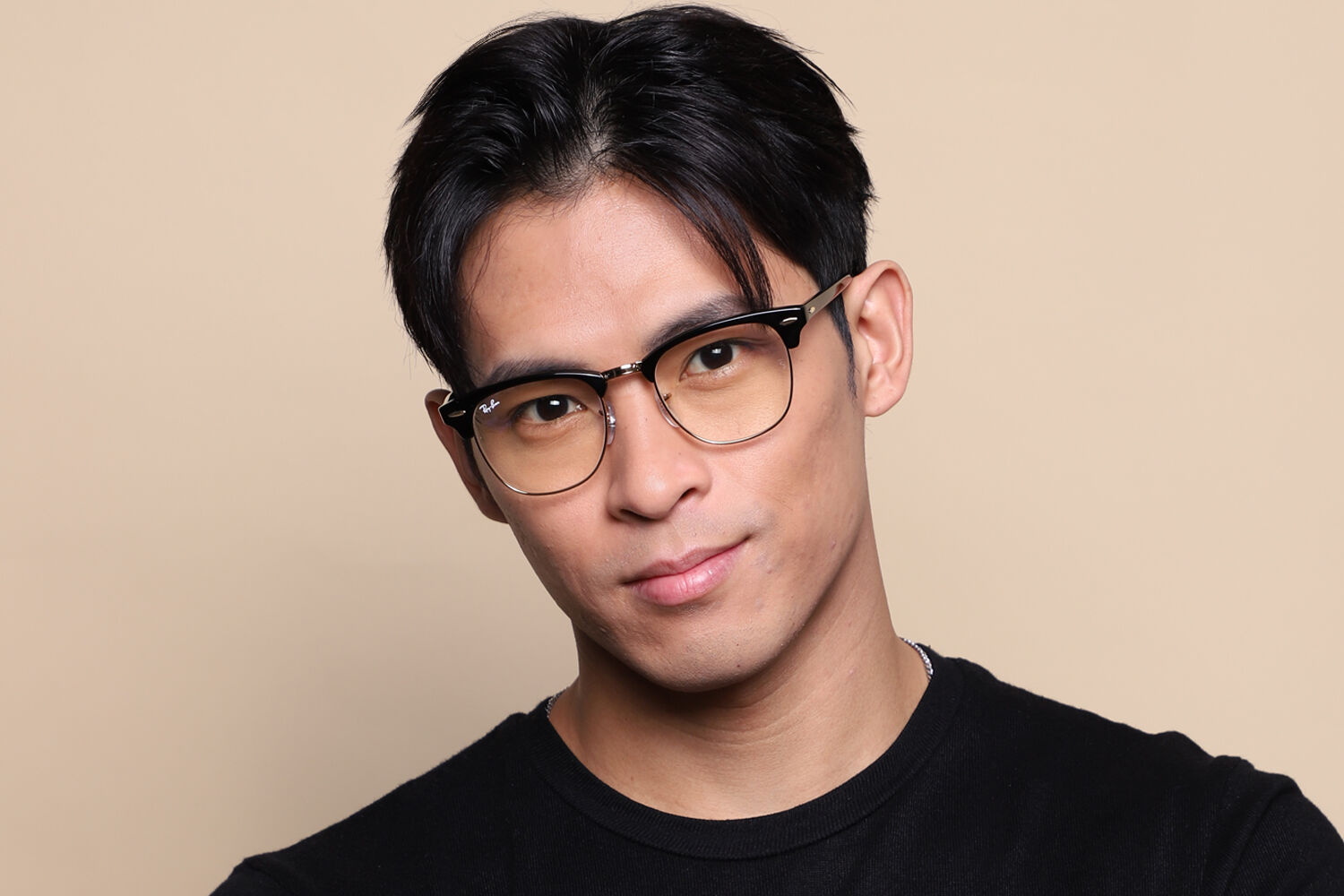 Ray-Ban RB3016 Clubmaster Blue-Light Block 901/BF Shiny Black Gold