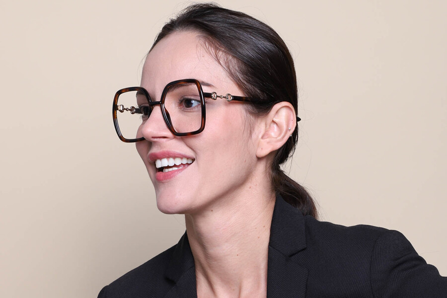 Gucci GG0890O 002 Geometric Havana Eyeglasses 