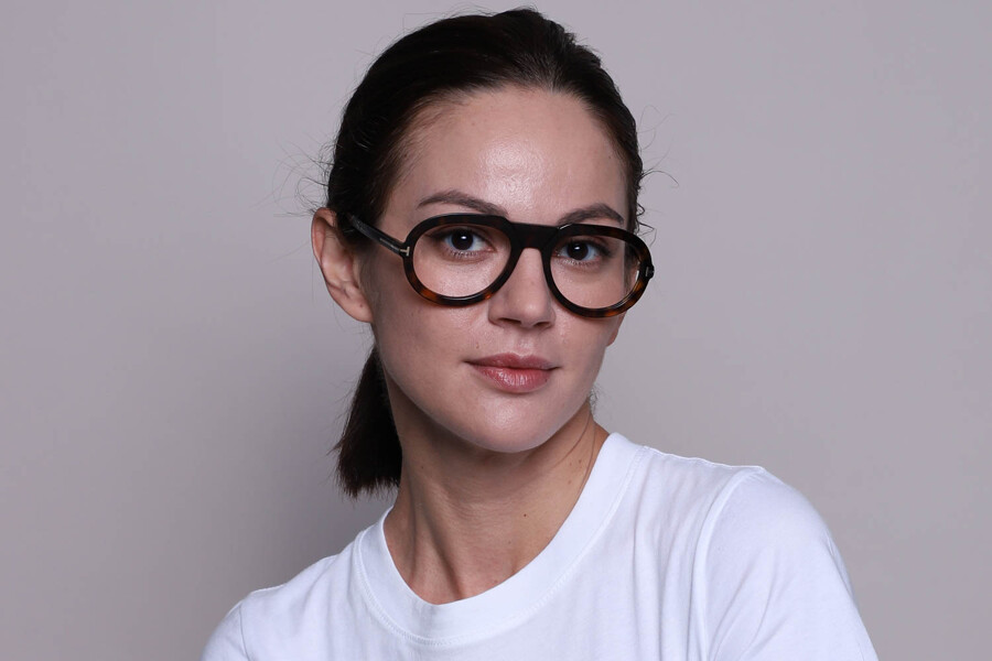 Tom Ford FT5756-B 052 Pilot Dark Tortoise Eyeglasses  display picture 1