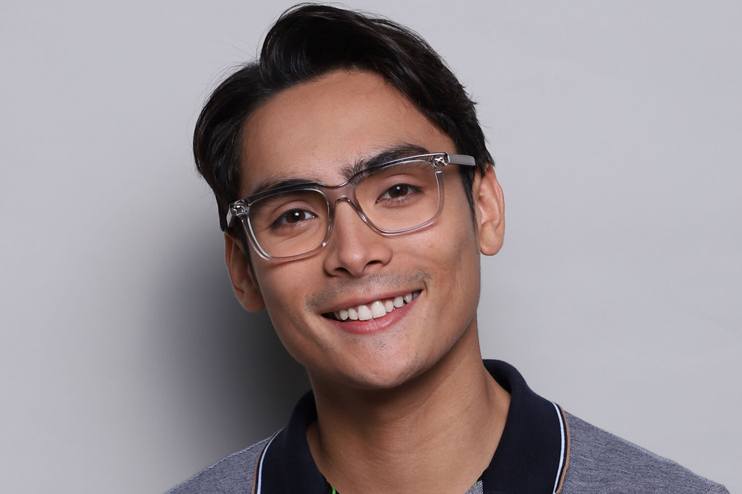 Gucci GG0737O 010 Square Shiny Transparent Grey Eyeglasses