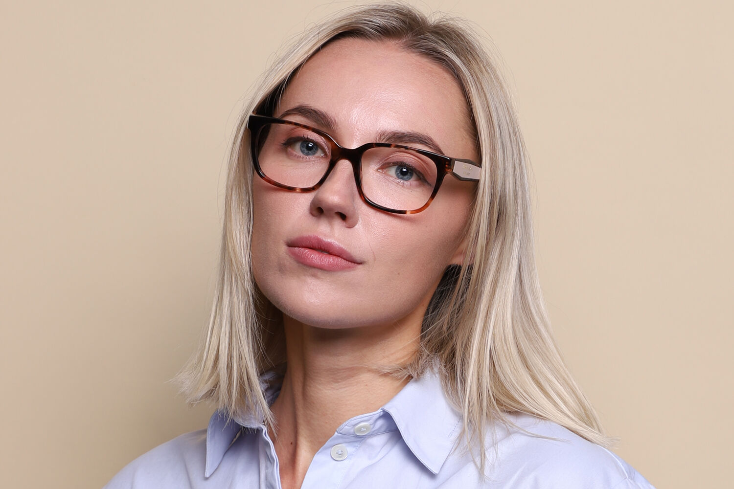 Prada PR 17ZV 07R1O1 Square Caramel Tortoise Eyeglasses