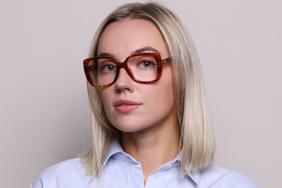 Michael Kors MK4104U Eyeglasses Pattern Amber Mk Heritage Plastic Rectangular Michael Kors MK4104U PERTH 3555 Square Pattern Amber Mk  main image 2