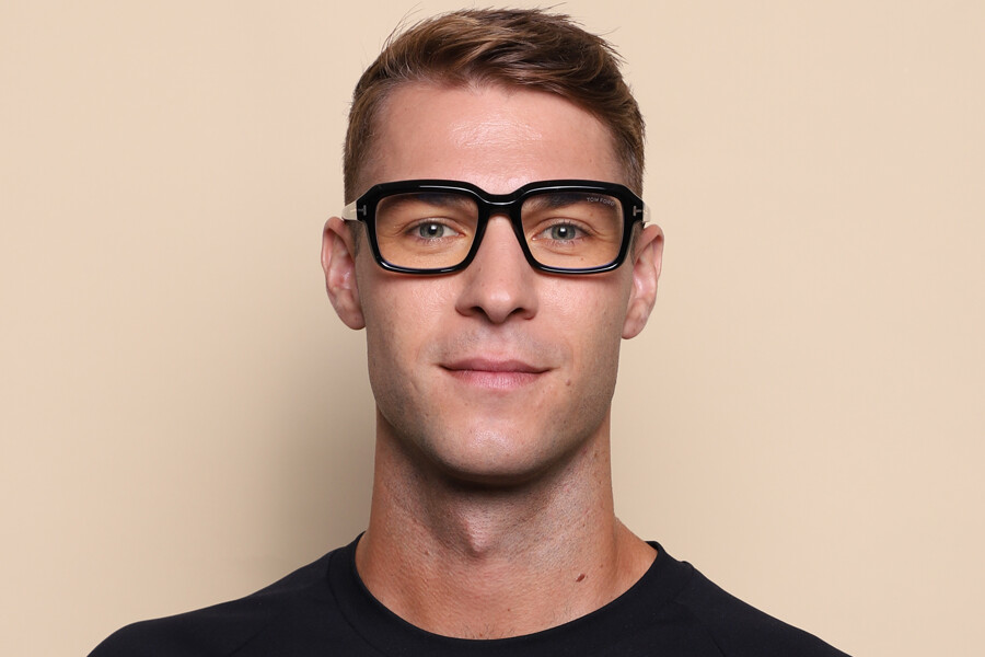 Tom Ford FT5888-B 001 Blue-Light Block Rectangle Shiny Black  display picture 1