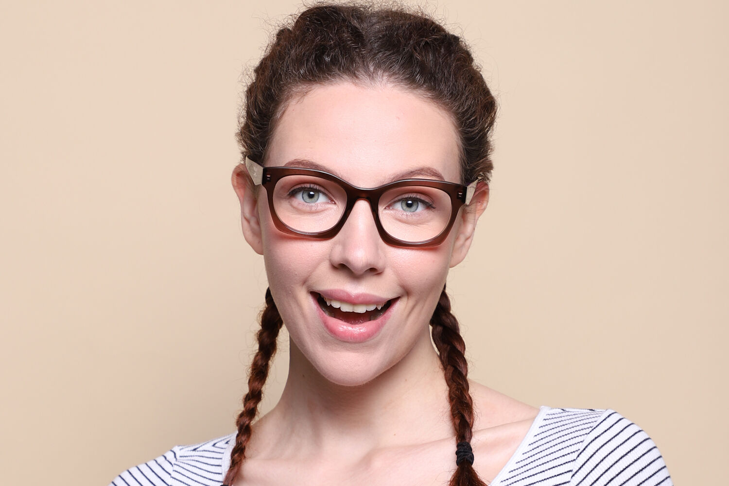 Prada PR A05V 17O1O1 Square Transparent Brown Eyeglasses