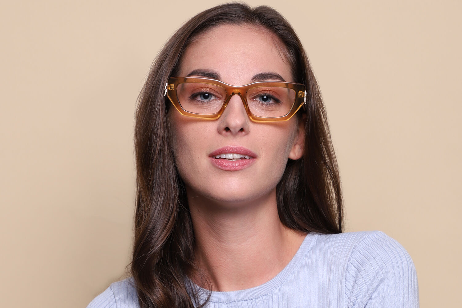 Miu Miu MU03XV 16Q1O1 Cat Eye Transparent Orange Eyeglasses