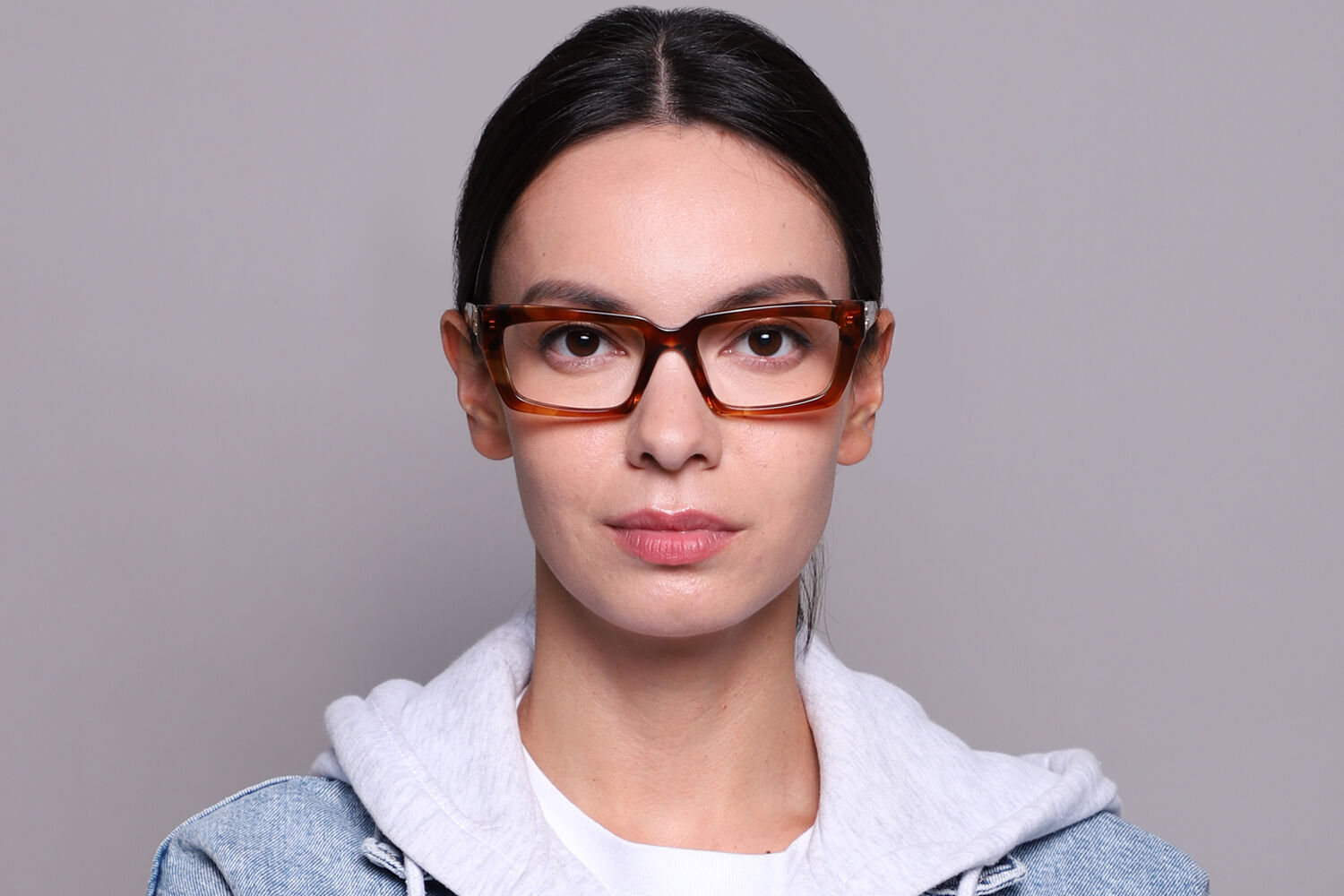 Miu Miu MU04XV 11Q1O1 Transparent Striped Brown Eyeglasses
