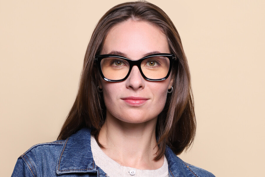 NEW TOM FORD EYEGLASSES TF5909 001 CAT EYE BLACK WOMEN FT5909 001 EYEWEAR Tom Ford TF5909-B 001 Blue Control Glasses - US main image 3