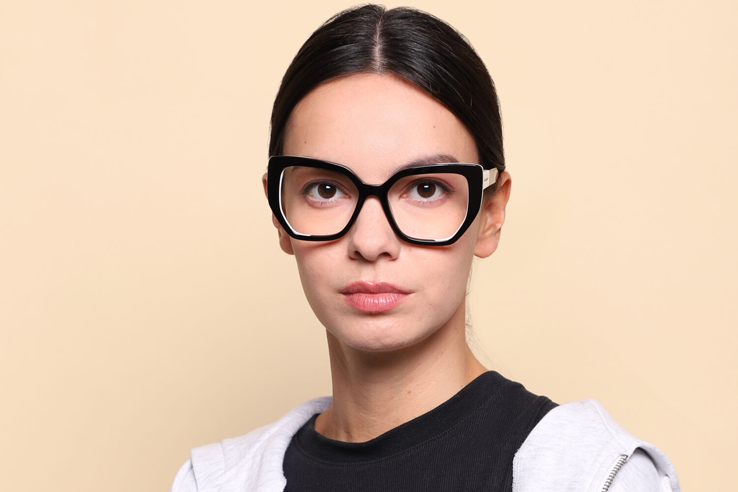 カール Karl Lagerfeld KL6174 006 Geometric Black on White Eyeglasses