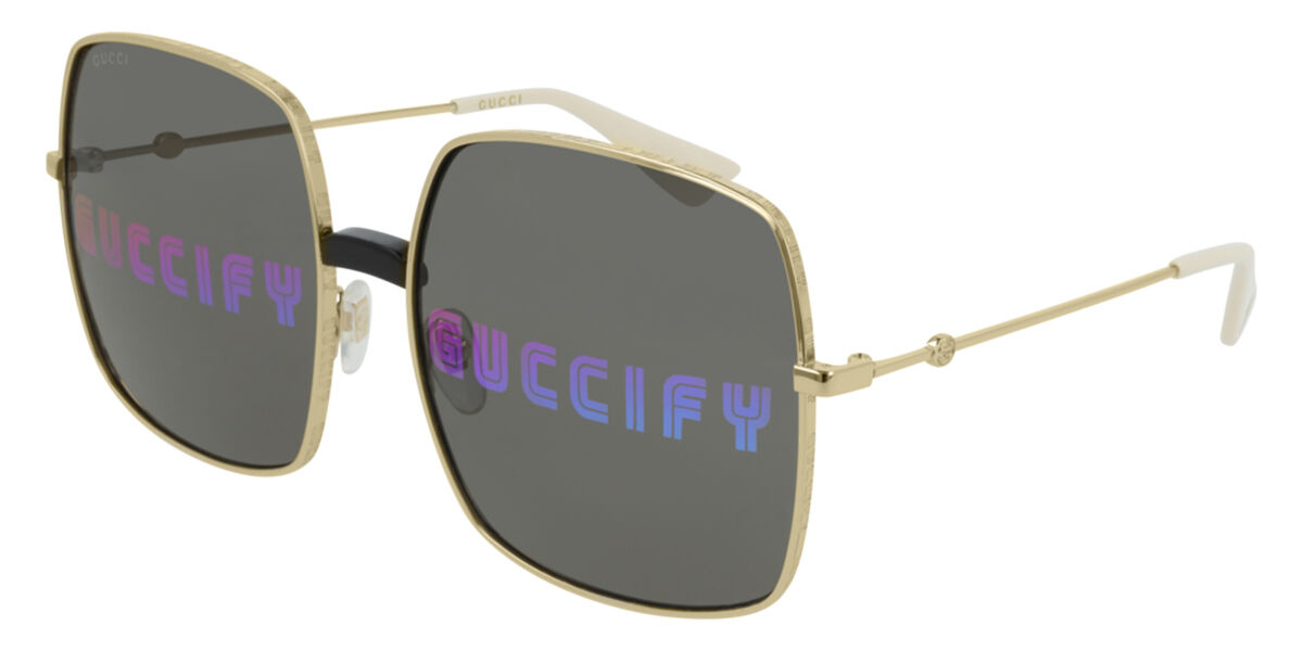 Gucci GG0414S 002 Square Gold Sunglasses | SmartBuyGlasses US