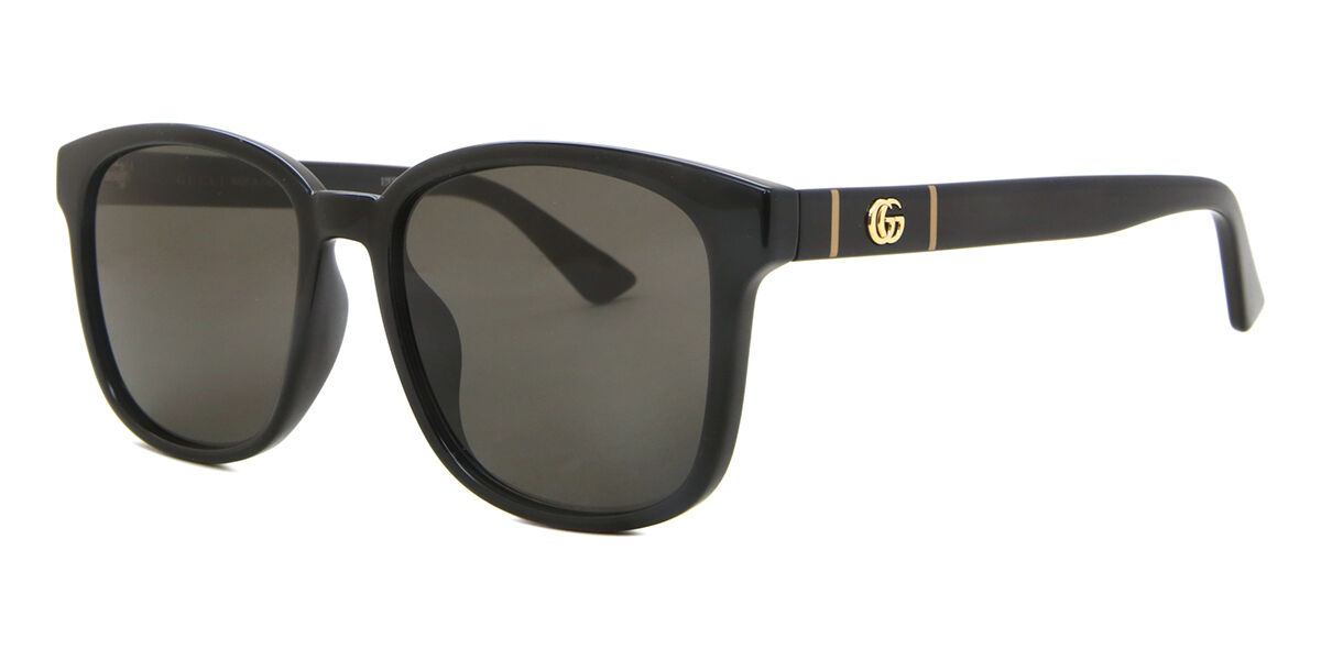 Gucci GG0636SK Asian Fit 001 Square Shiny Black Sunglasses