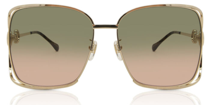 Gucci GG1020S 004 Square Shiny Gold Sunglasses  display picture 2
