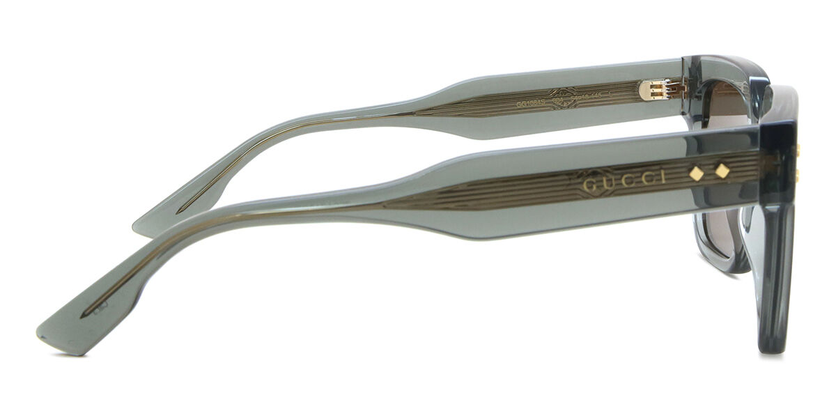 Gucci GG1084S 004 Square Shiny Transparent Grey Sunglasses