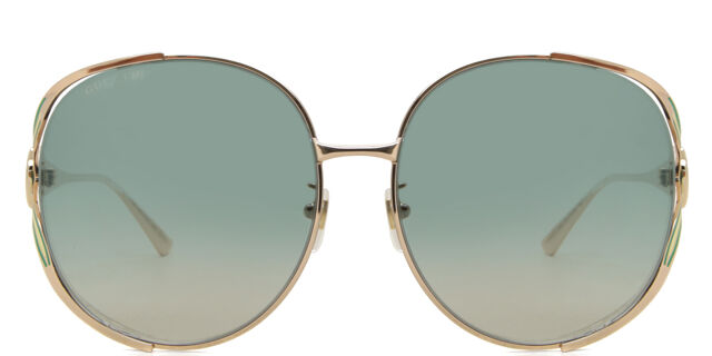 Gucci Women\'s Gold Frame Sunglasses with Gradient Teal Lenses Gucci - Oval-Frame Sunglasses - Gold Light Blue - Gucci  main image 2