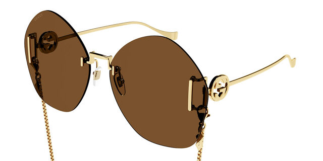 Gucci Sunglasses GG1203S Gucci GG1203S Grey Gold Rimless Sunglasses – Designer Daydream main image 2