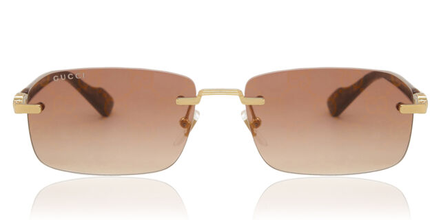 Gucci GG1221S 004 Rectangle Gold Sunglasses | SmartBuyGlasses US display picture 2