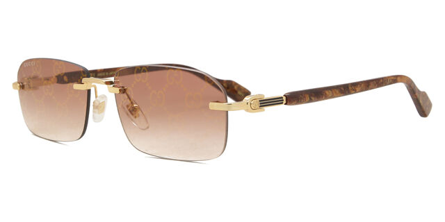 Gucci GG1221S 004 Rectangle Gold Sunglasses | SmartBuyGlasses US display picture 3
