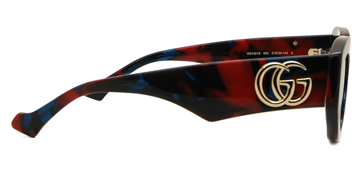 Gucci GG1421S 003 Geometric Tortoise Sunglasses | SmartBuyGlasses US