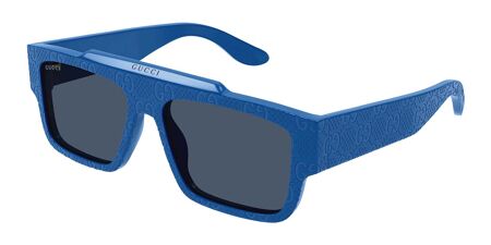 Gucci GG1571S 003 Light Blue Rectangular Sunglasses Cutout Logo XL Made in Italy Gucci Blue Logo Square Men main image 4