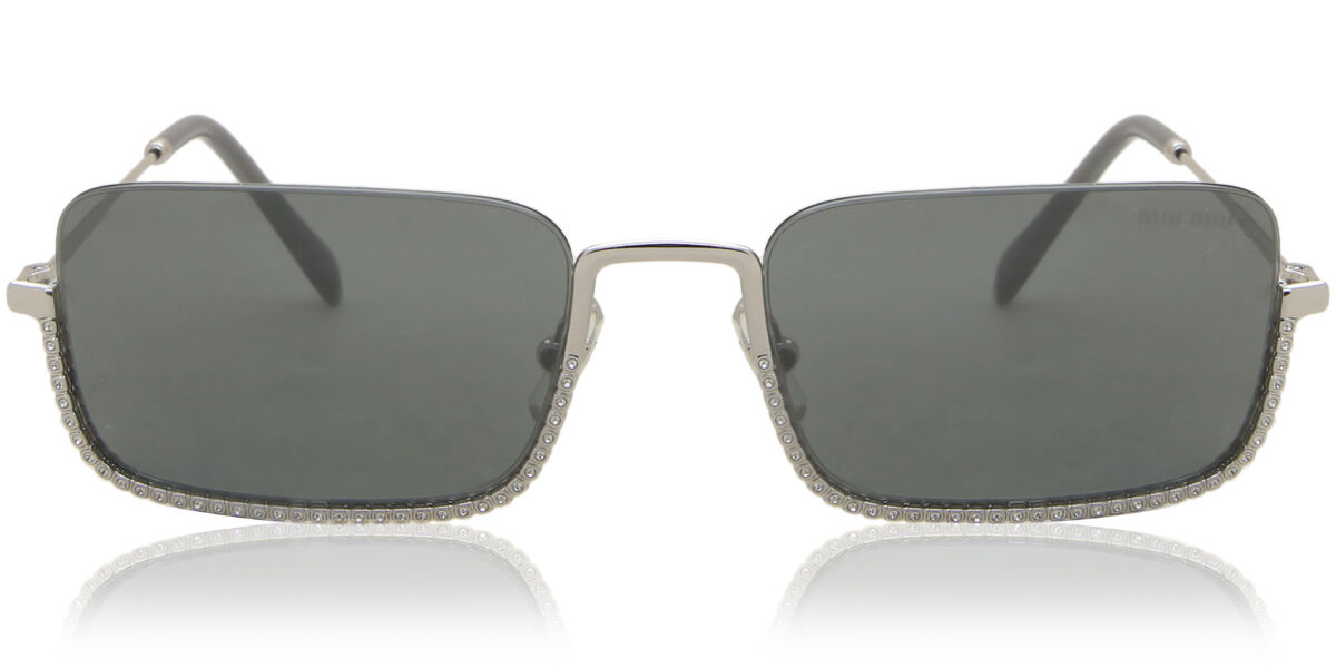 Miu Miu MU70US 1BC175 Rectangle Silver Sunglasses | SmartBuyGlasses US