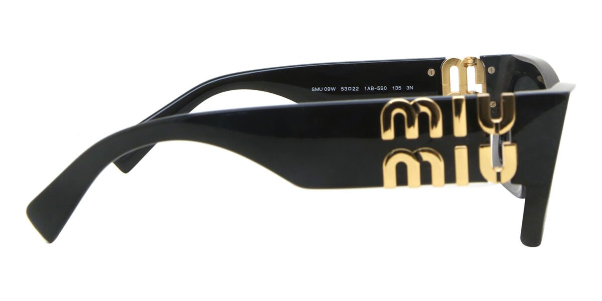 Miu Miu MU09WS 1AB5S0 Cat Eye Black Sunglasses | SmartBuyGlasses US