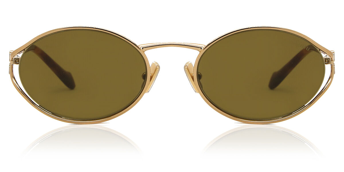 Miu Miu MU52YS 7OE01T Oval Brass Gold Sunglasses | SmartBuyGlasses US