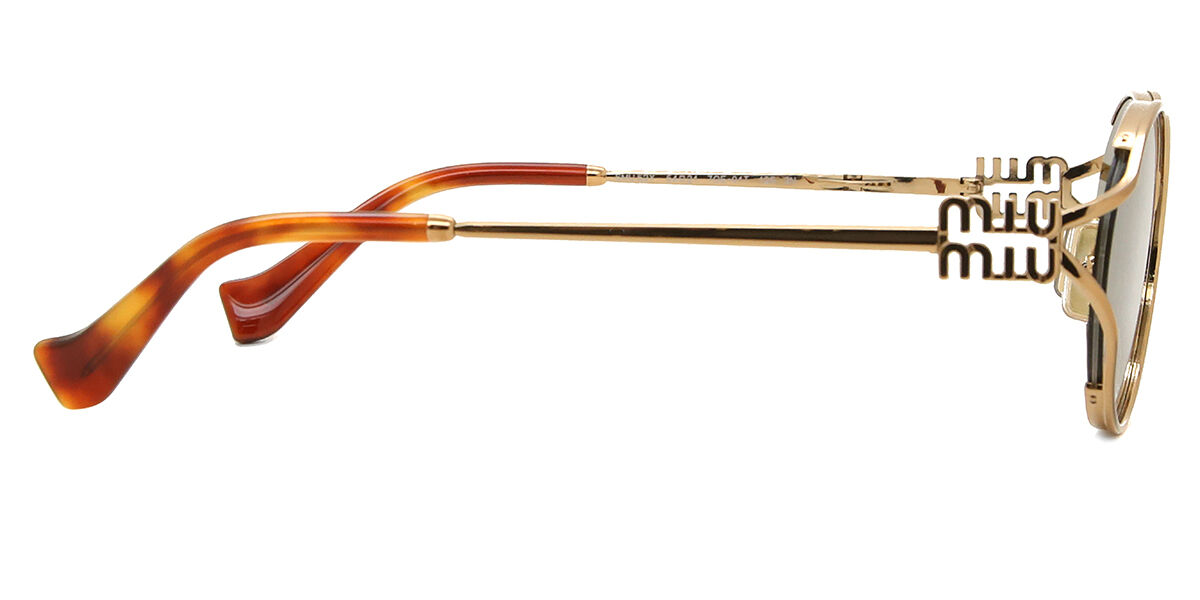 Miu Miu MU52YS 7OE01T Oval Brass Gold Sunglasses | SmartBuyGlasses US