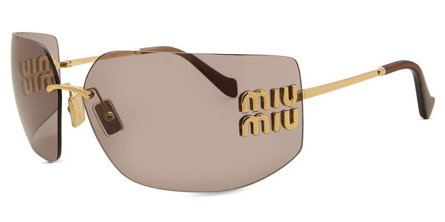 Miu Miu MUA54S 5AK20I Oval Rimless Sunglasses – Gold / Purple Brown Miu Miu MUA54S Sunglasses 5AK20I Gold - eye-oo.com main image 2