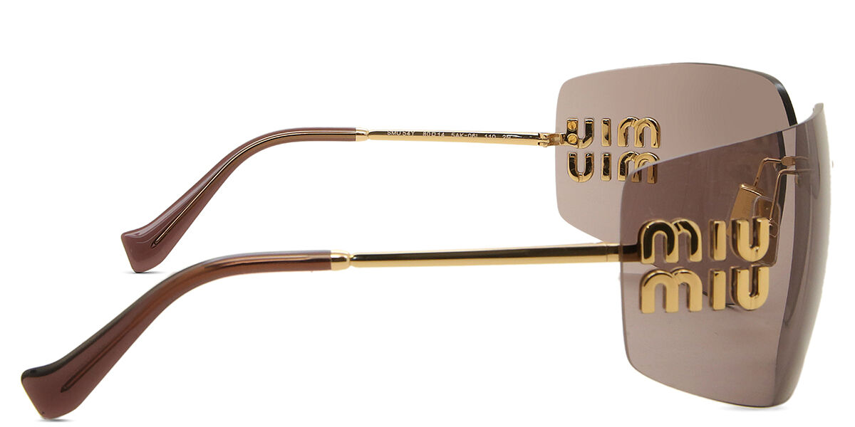 Miu Miu MU54YS 5AK06I Wraparound Gold Sunglasses | SmartBuyGlasses US