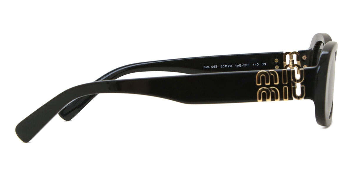 Miu Miu MU06ZS 1AB5S0 Oval Black Sunglasses | SmartBuyGlasses US