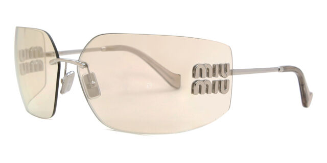 Miu Miu MU54YS 1BC10F Wraparound Silver Sunglasses  display picture 3