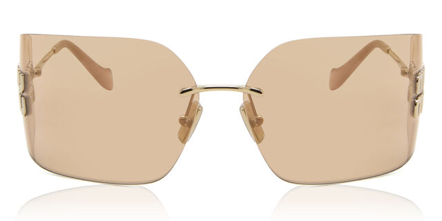 NEW Miu Miu MU54YS ZVN20F Gold Pink Mirror Wraparound Rimless Women Sunglasses MIU MIU MU 54YS ZVN20F Pale Gold Pink Mirror Women Wrap  main image 4