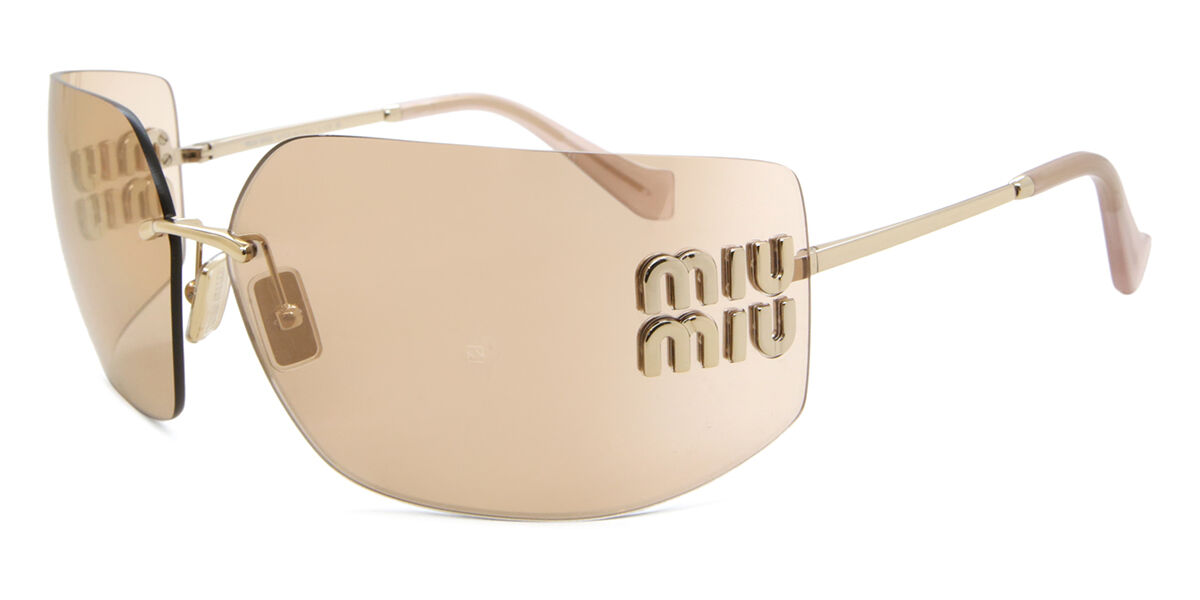 Miu Miu MU54YS ZVN20F Wraparound Pale Gold Sunglasses