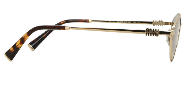 NEW Miu Miu MU56ZS ZVN5S0 Pale Gold Dark Grey Geometric Unisex Sunglasses Miu Miu 0MU 56ZS Sunglasses ZVN5S0 Gold - eye-oo.com main image 4