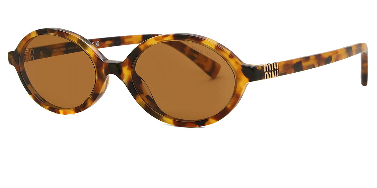 Miu Miu MU04ZS 19P2Z1 Oval Light Brown Tortoise Sunglasses