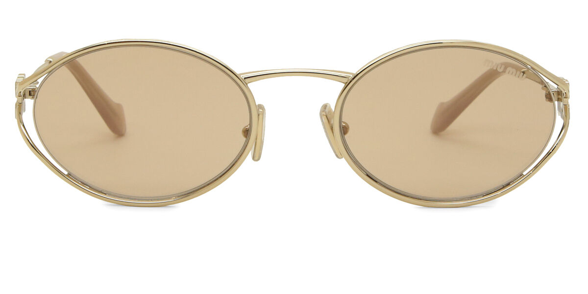Miu Miu MU52YS ZVN20F Oval Pale Gold Sunglasses | SmartBuyGlasses US