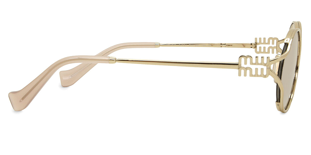 Miu Miu MU52YS ZVN20F Oval Pale Gold Sunglasses | SmartBuyGlasses US