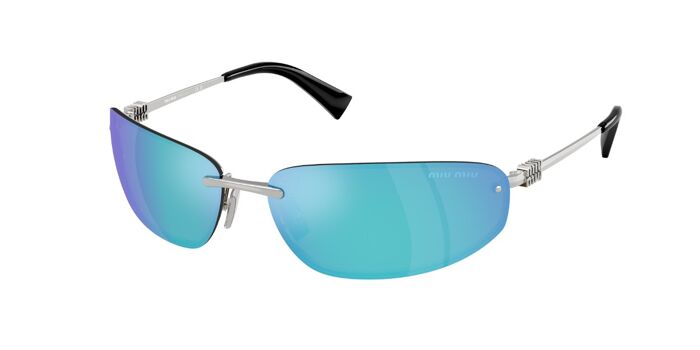 Miu Miu MUA50S 1BC8H1 Wraparound Silver Sunglasses 
