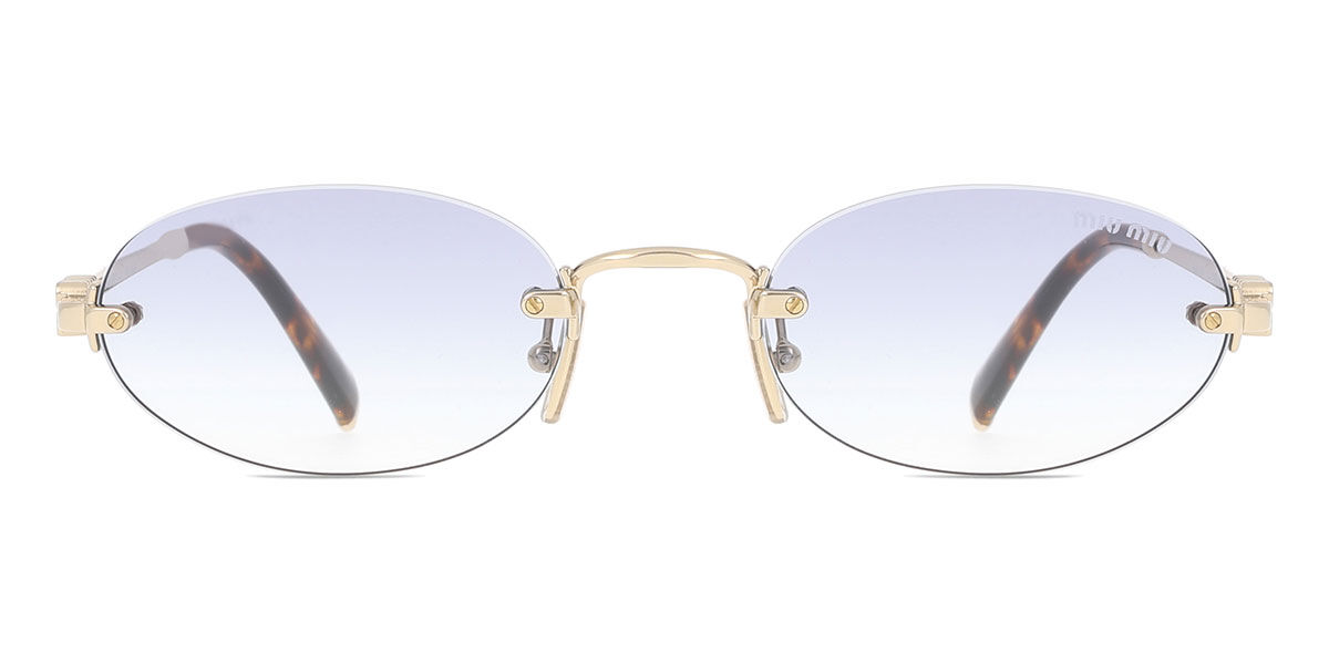 Miu Miu MUA54S ZVN80O Oval Pale Gold Sunglasses | SmartBuyGlasses US