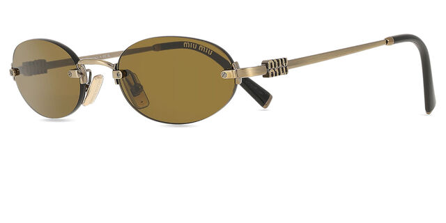 Miu Miu MUA54S 26C09Z Oval Old Gold Sunglasses  display picture 1