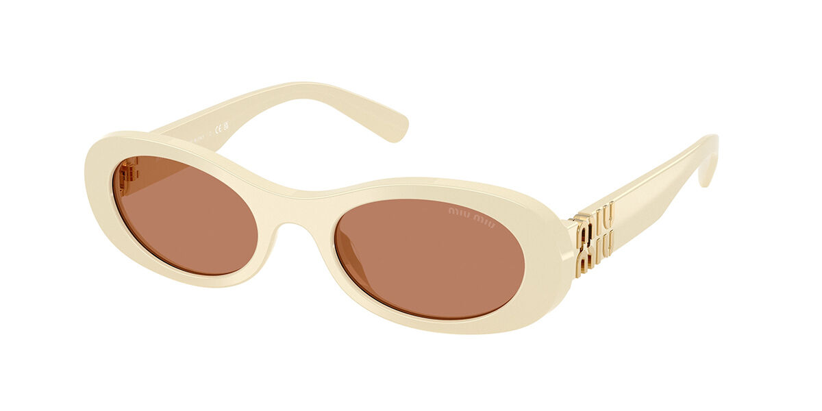 Miu Miu MU06ZS 11T40F Oval Transparent Sand Brown Sunglasses
