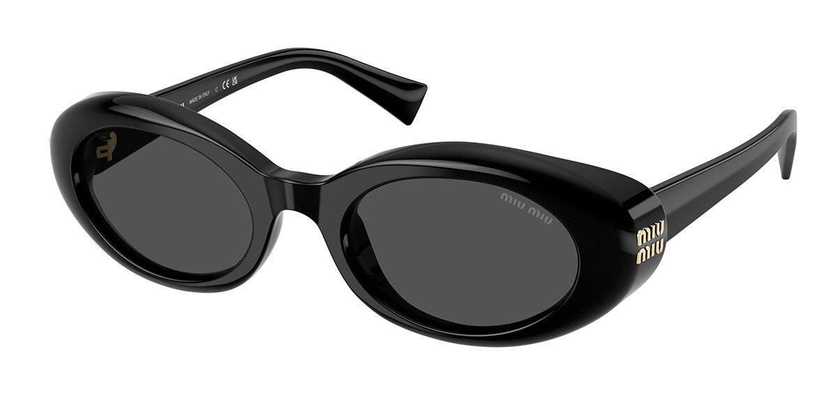 Miu Miu MUB09S 16K08Z Oval Black Sunglasses | SmartBuyGlasses US