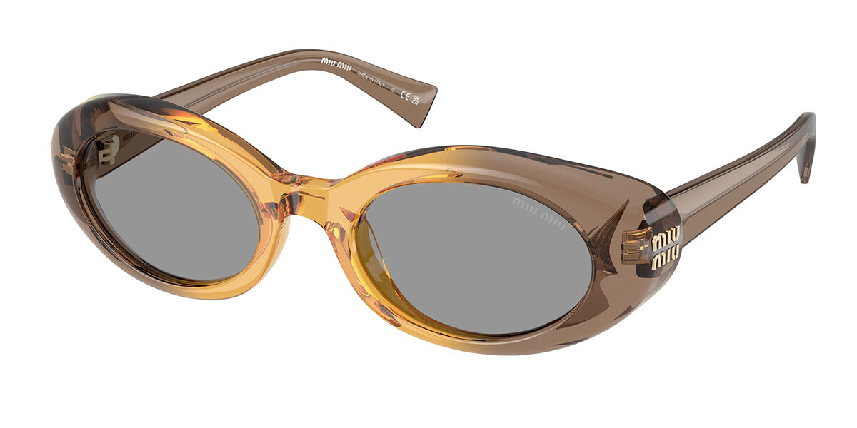 Miu Miu MU04ZSF Asian Fit VAU50D Oval Honey Yellow Brown Tortoise