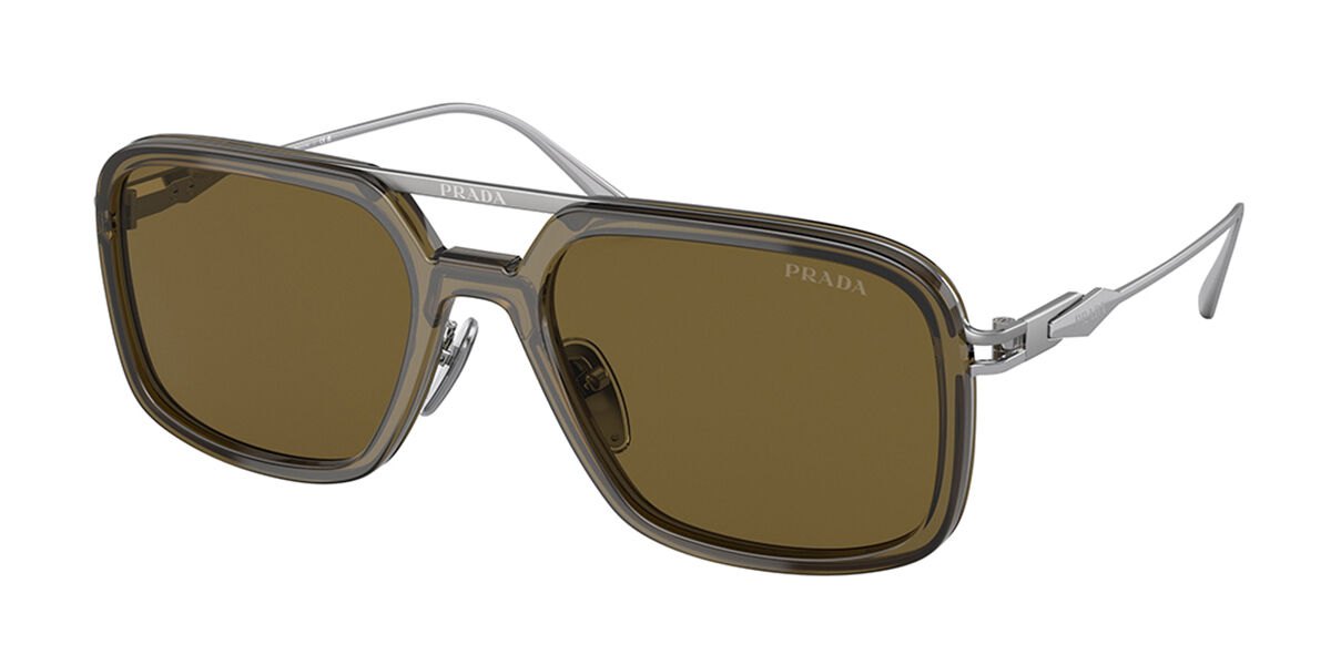 Prada PR 57XS 03A0B7 Pilot Transparent Orange Gunmetal Sunglasses