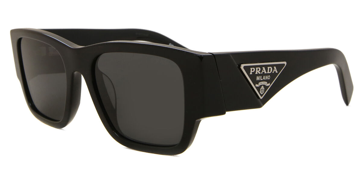 小物 PRADA 10ZSF Asian Fit Men Prada PR 10ZSF Asian Fit 1AB5S0 Square Black Sunglasses