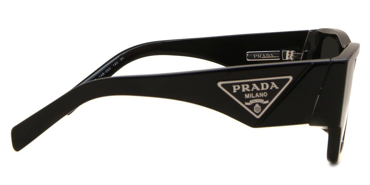 小物 PRADA 10ZSF Asian Fit Men Prada PR 10ZSF Asian Fit 1AB5S0 Square Black Sunglasses