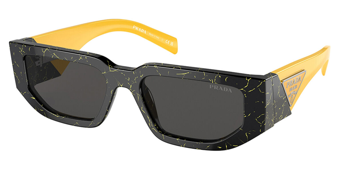 Prada PR 09ZSF Asian Fit 1AB5S0 Rectangle Black Sunglasses