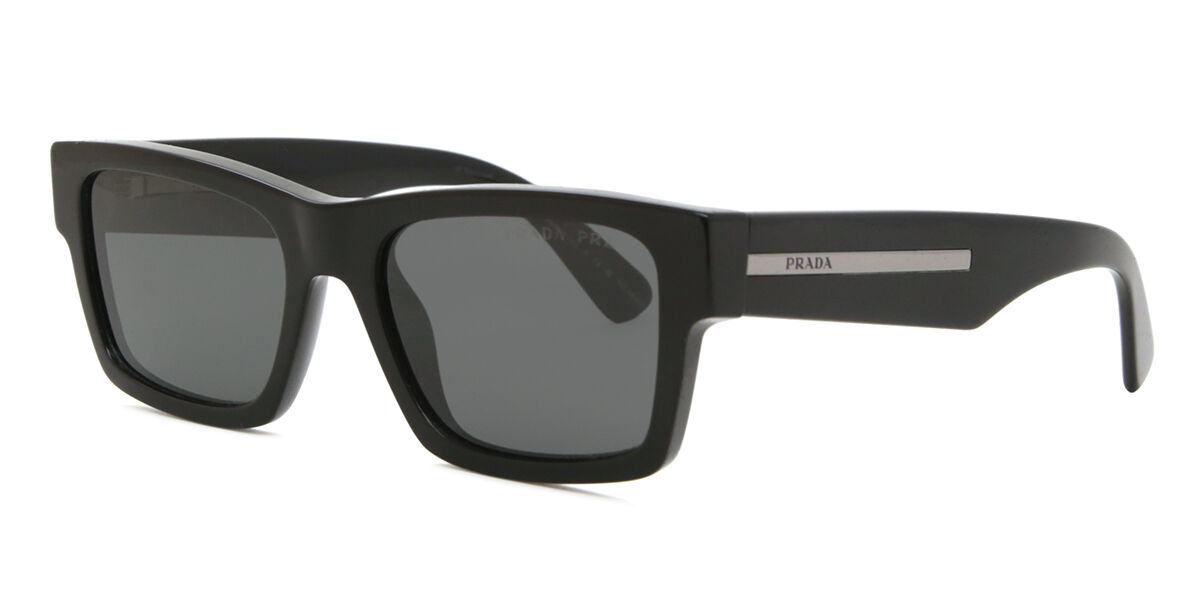 Prada PR 25ZS Polarized 1AB08G Rectangle Black Sunglasses